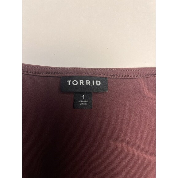 Torrid Studio Knit V-Neck Top Plus Size 1 Sassafras Quarter Sleeve Shirred - Picture 8 of 12